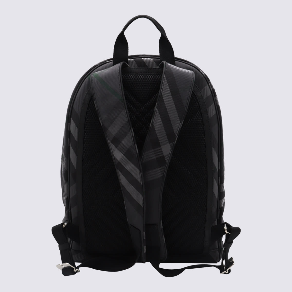 Shop Burberry Black Leather Backpack In Charcoal