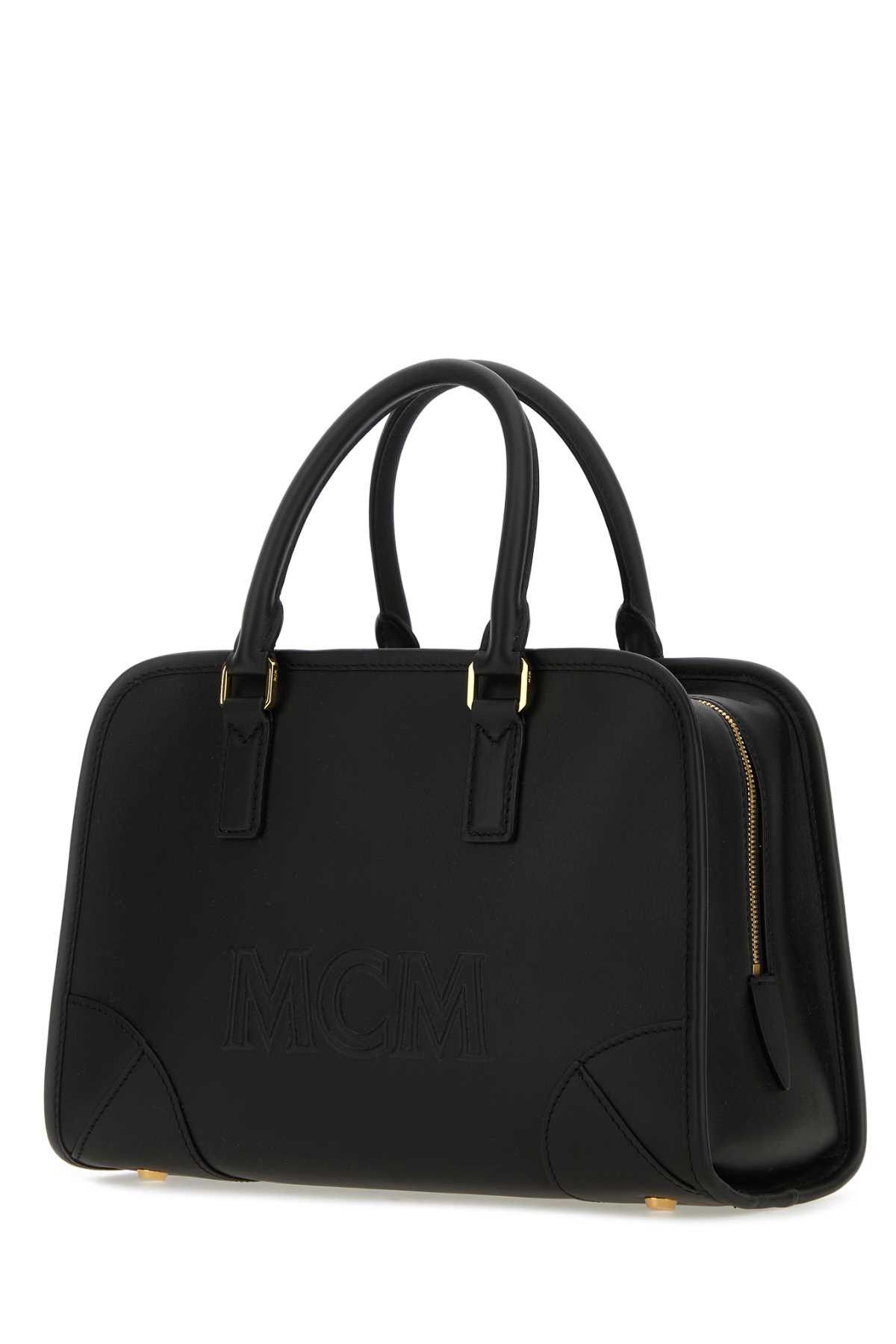 Mcm Black Leather Aren Boston Medium Handbag
