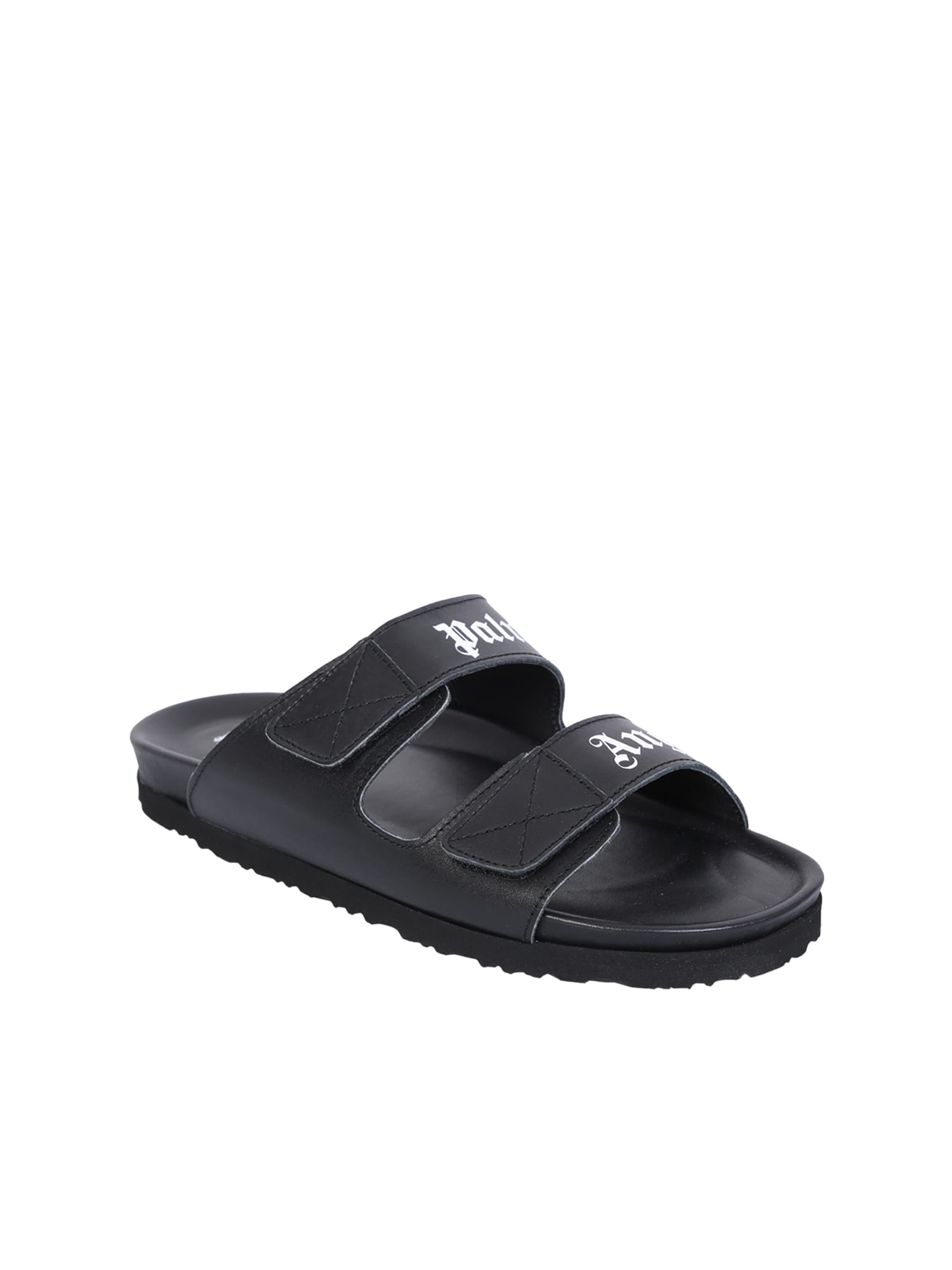 Shop Palm Angels Logo-print Sandals In Black