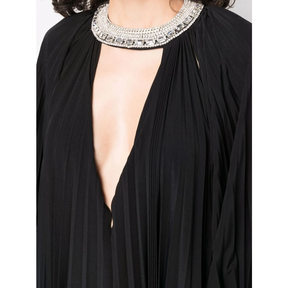 Alexandre Vauthier Crystal-embellished Pleated Mini Dress In Black