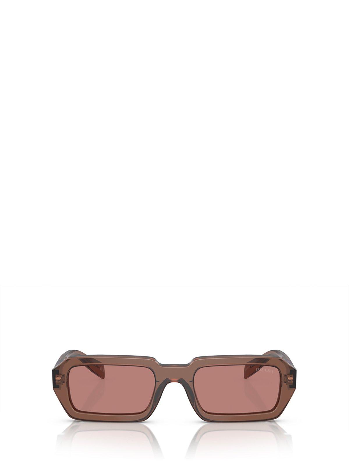 Shop Prada Rectangle Frame Sunglasses Sunglasses In 17o60b Brown Transparent