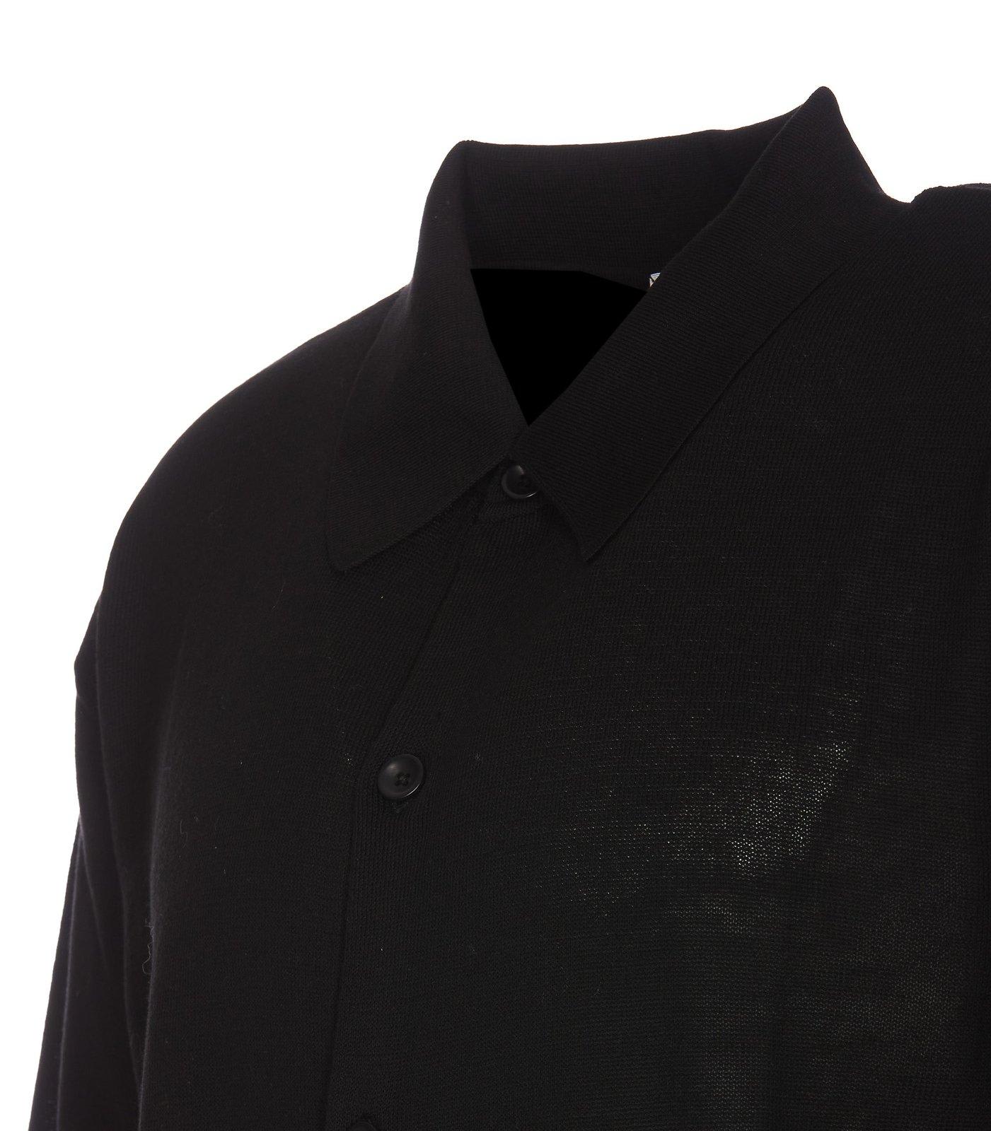 Shop Lemaire Short-sleeved Knitted Shirt In Black