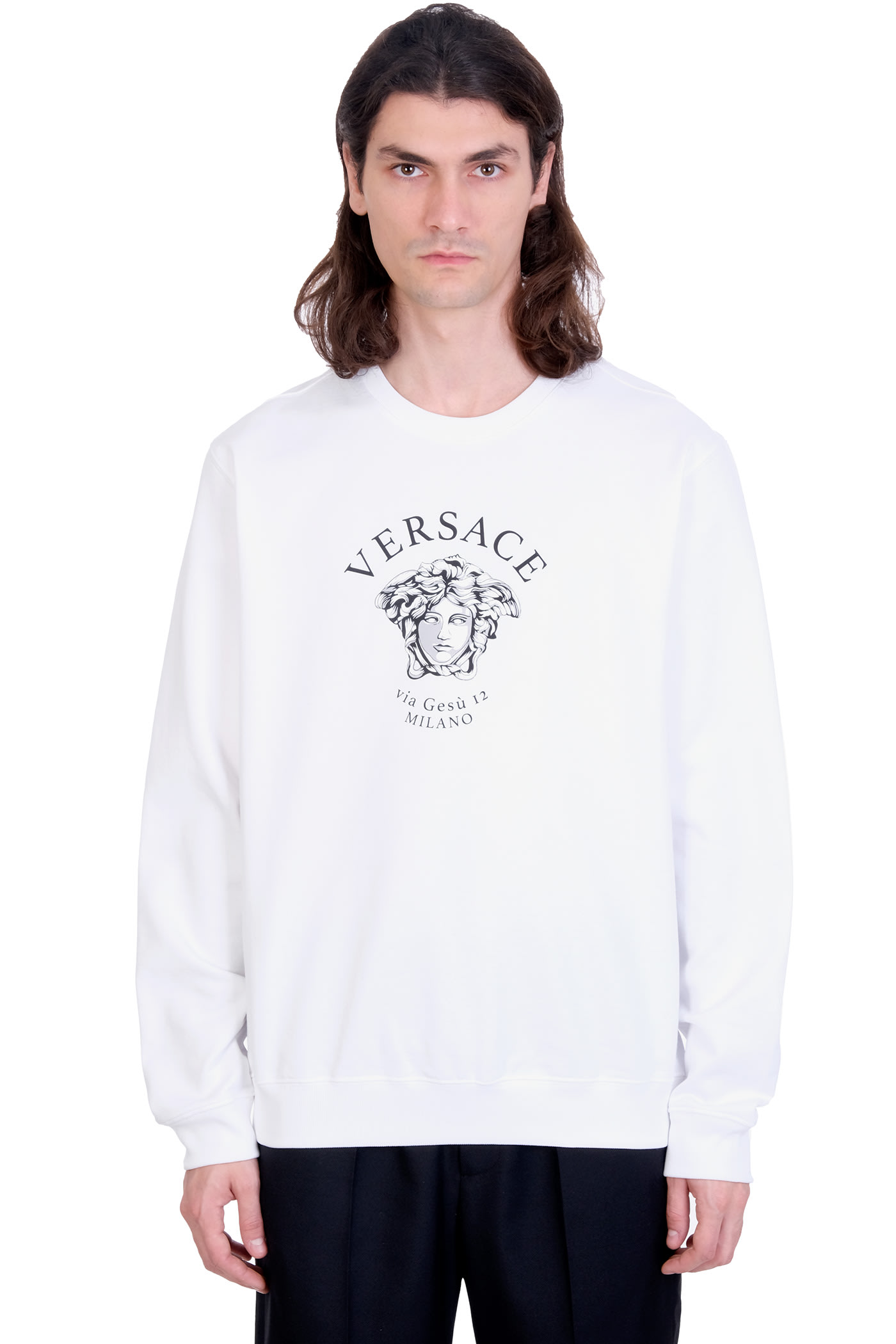 Versace Sweatshirt In White Cotton