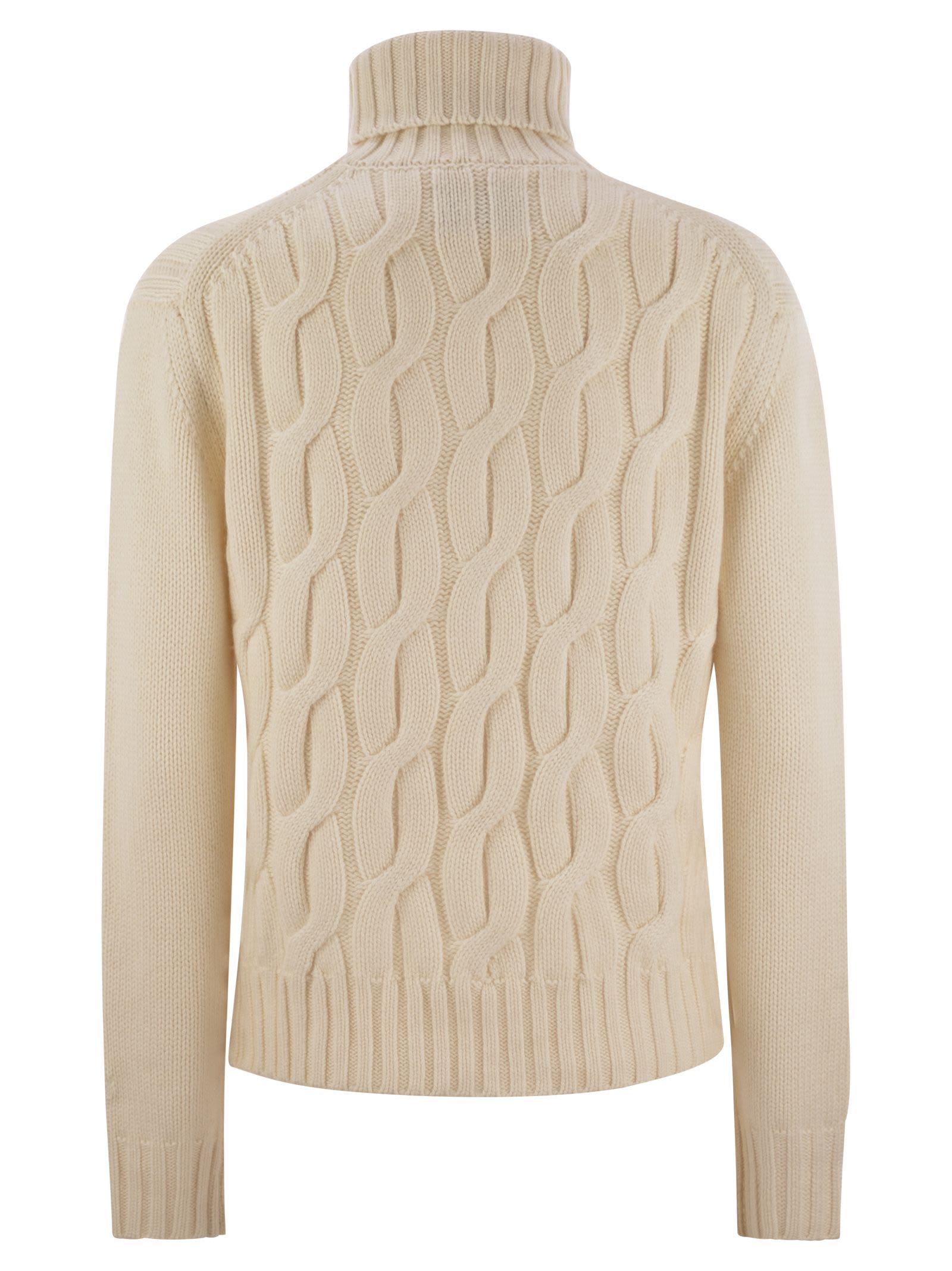 Shop Mc2 Saint Barth Giverny - Cable-knit Turtleneck Jumper In White