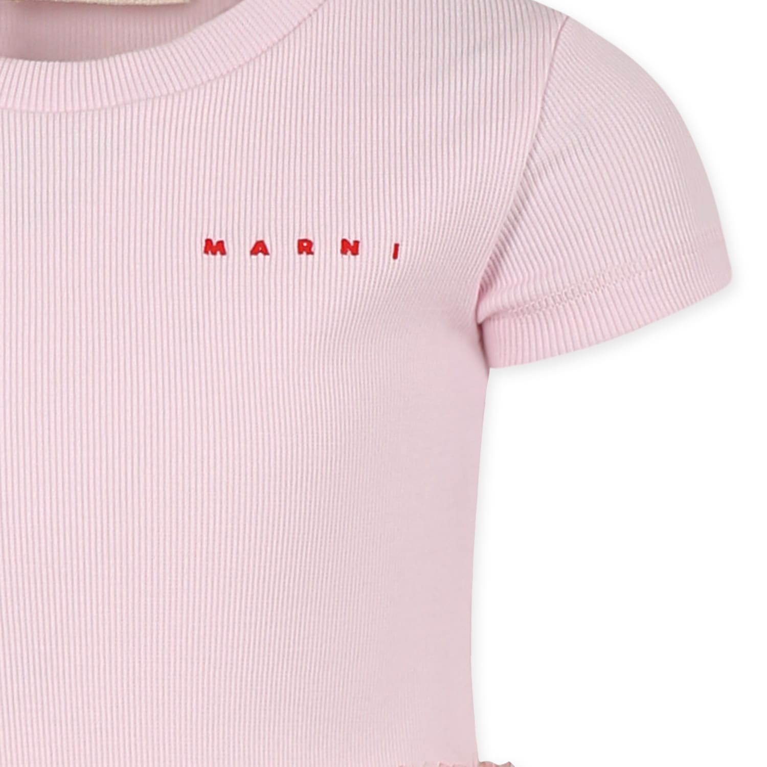 Marni Pink Dress For Girl With Logo In Pink