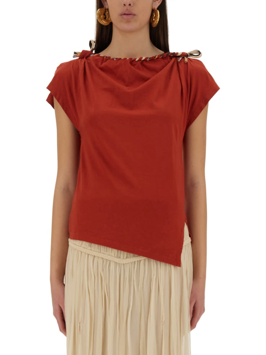 Isabel Marant Asymmetric Hem Bow Detail T-shirt