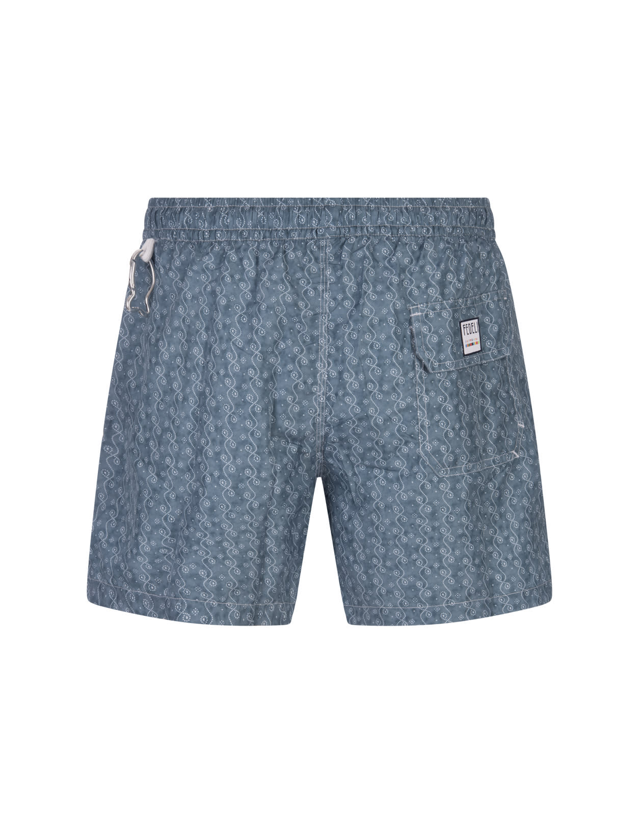 Shop Fedeli Ocean Blue Swim Shorts With Micro Pattern