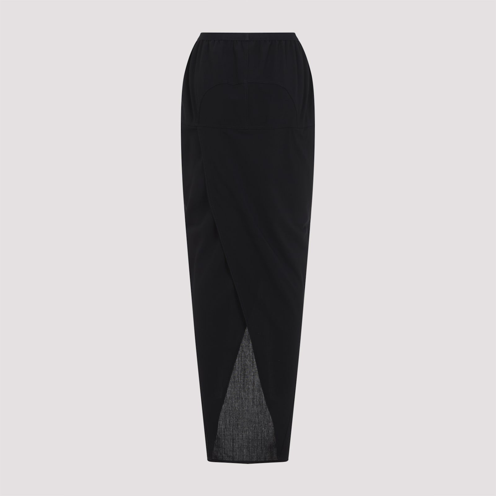 Rick Owens Soft Pillar Asymmetric Wrap Long Skirt In Black