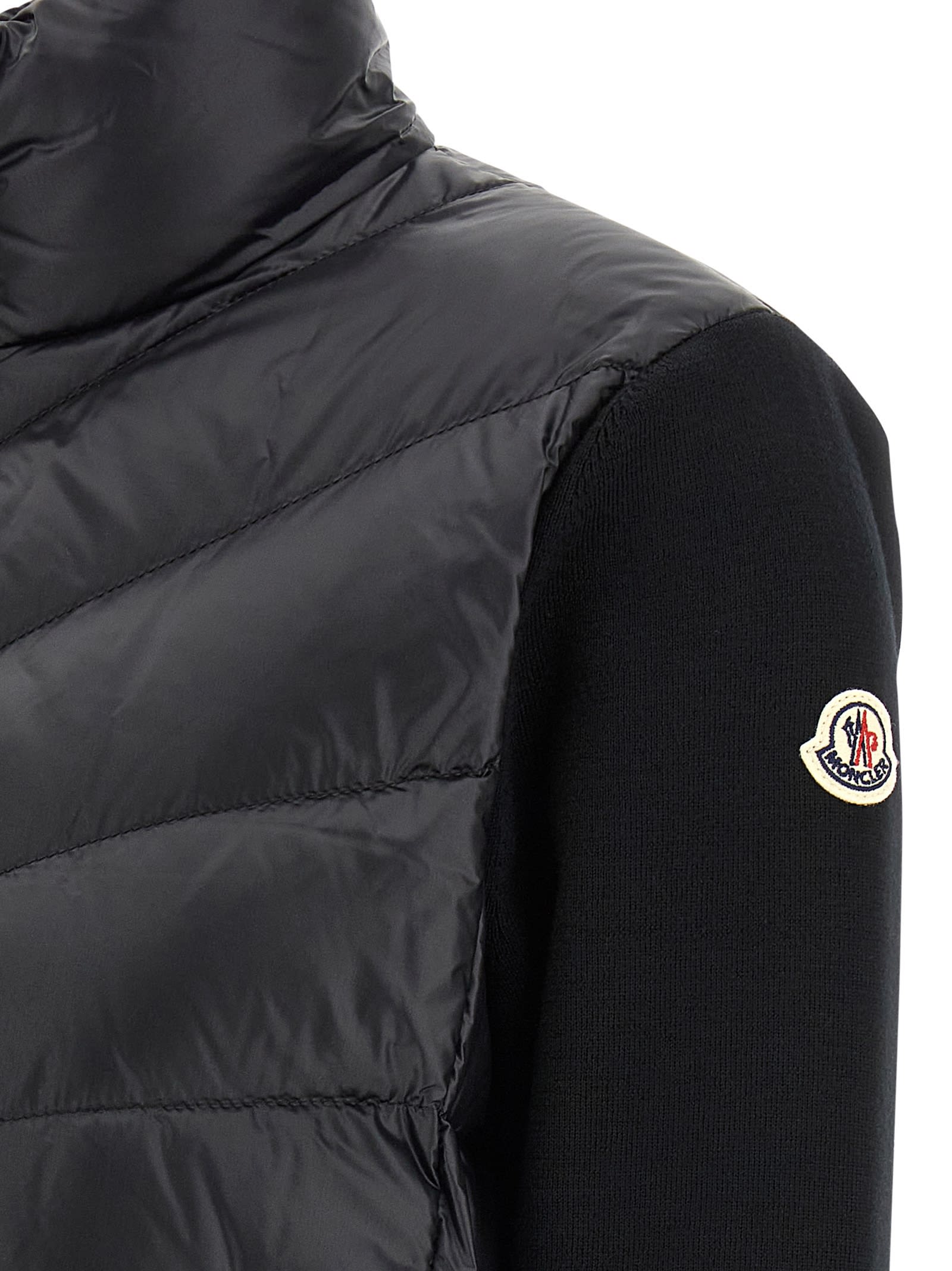 Moncler Womens Black Funnel-neck Brand-patch Regular-fit Shell-down Jacket In Black