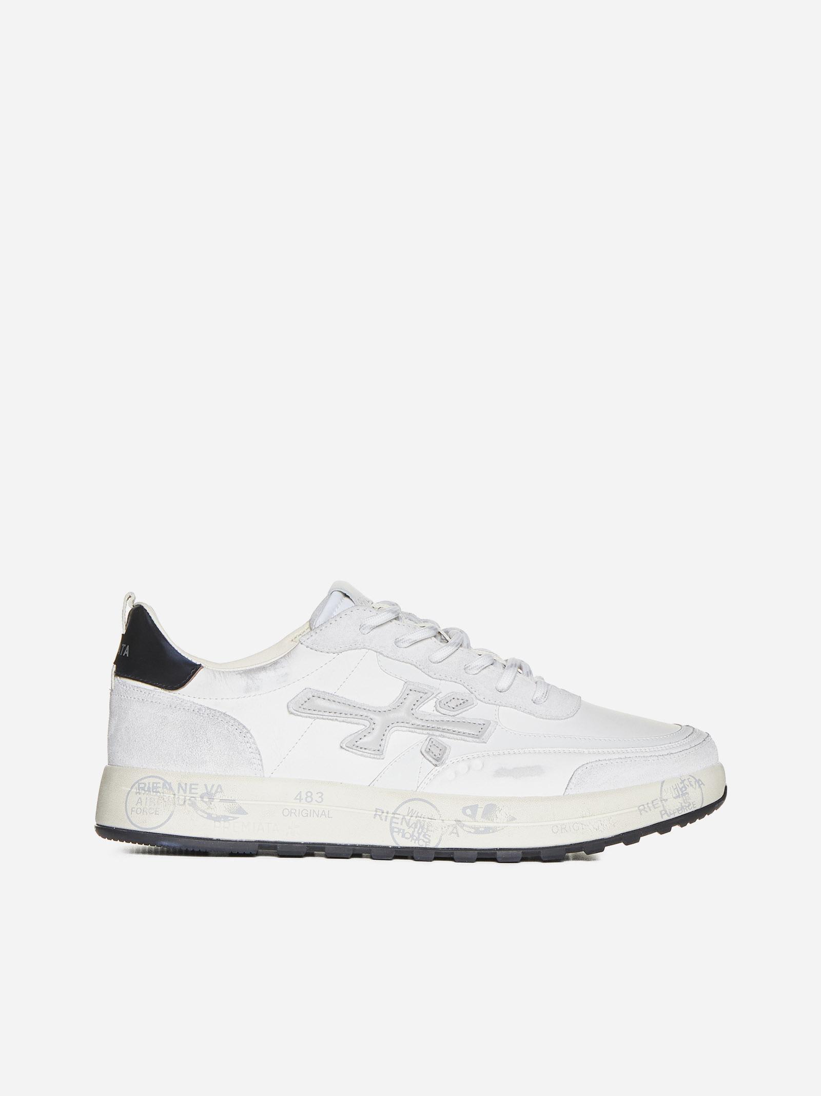 Shop Premiata Nous Leather And Suede Sneakers  In White