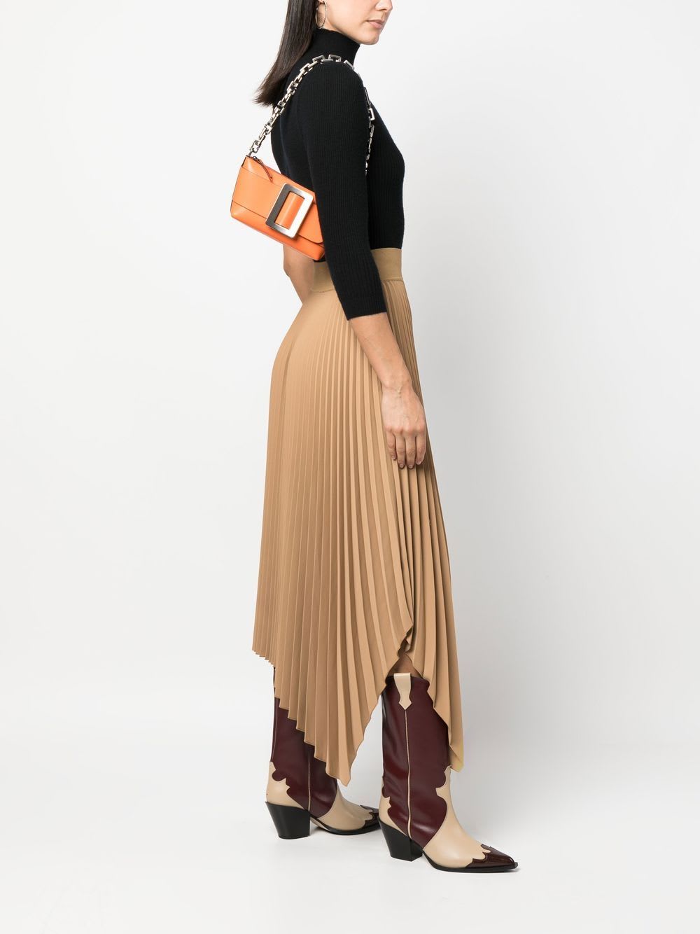 Boyy Buckle Pouchette Leather Shoulder Bag In Orange