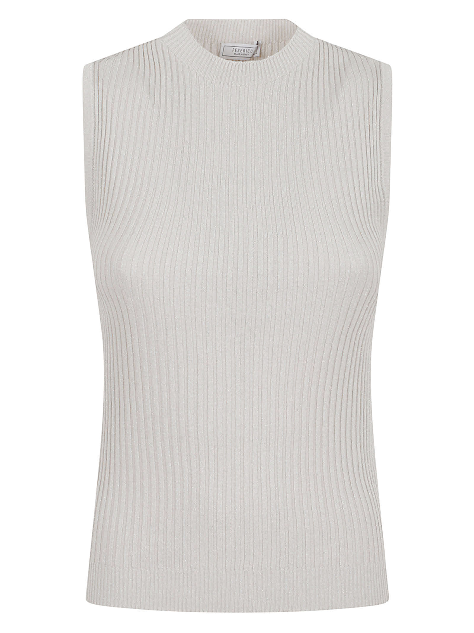 Peserico Crew-neck Ribbed Knitted Top In Gray