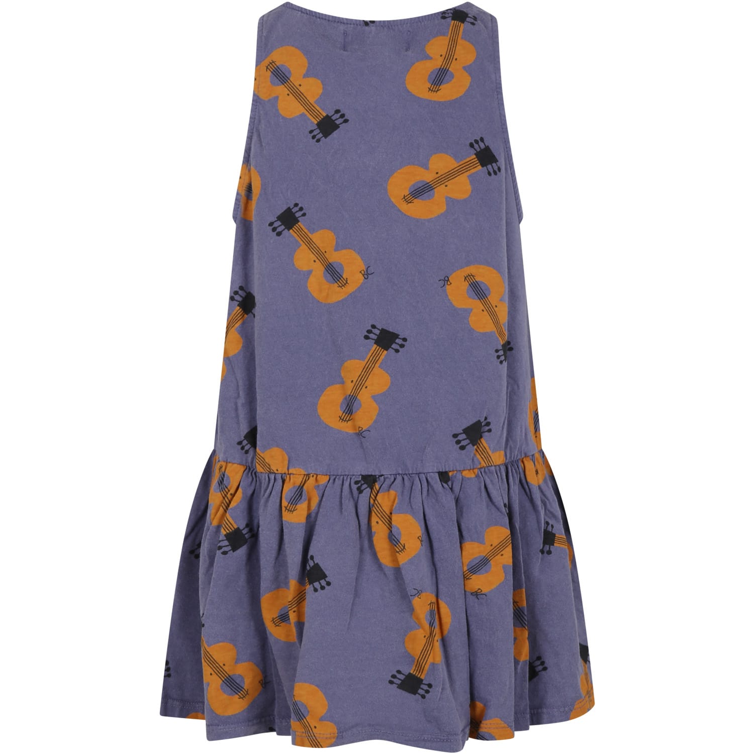 Shop Bobo Choses Purple Dress For Girl With Guitars In Violet
