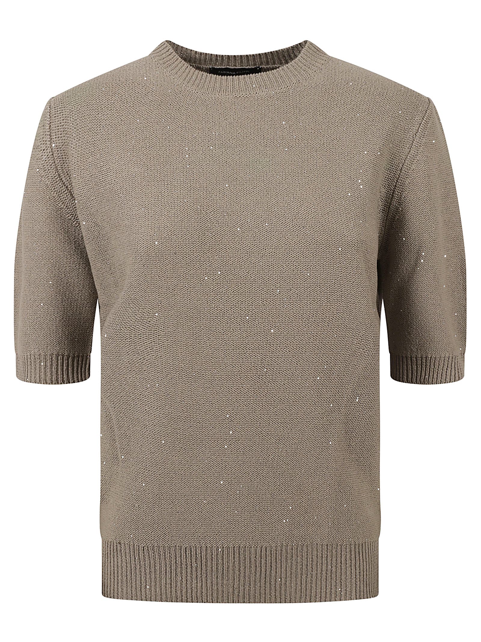 Shop Fabiana Filippi Round Neck Sweater In Argilla