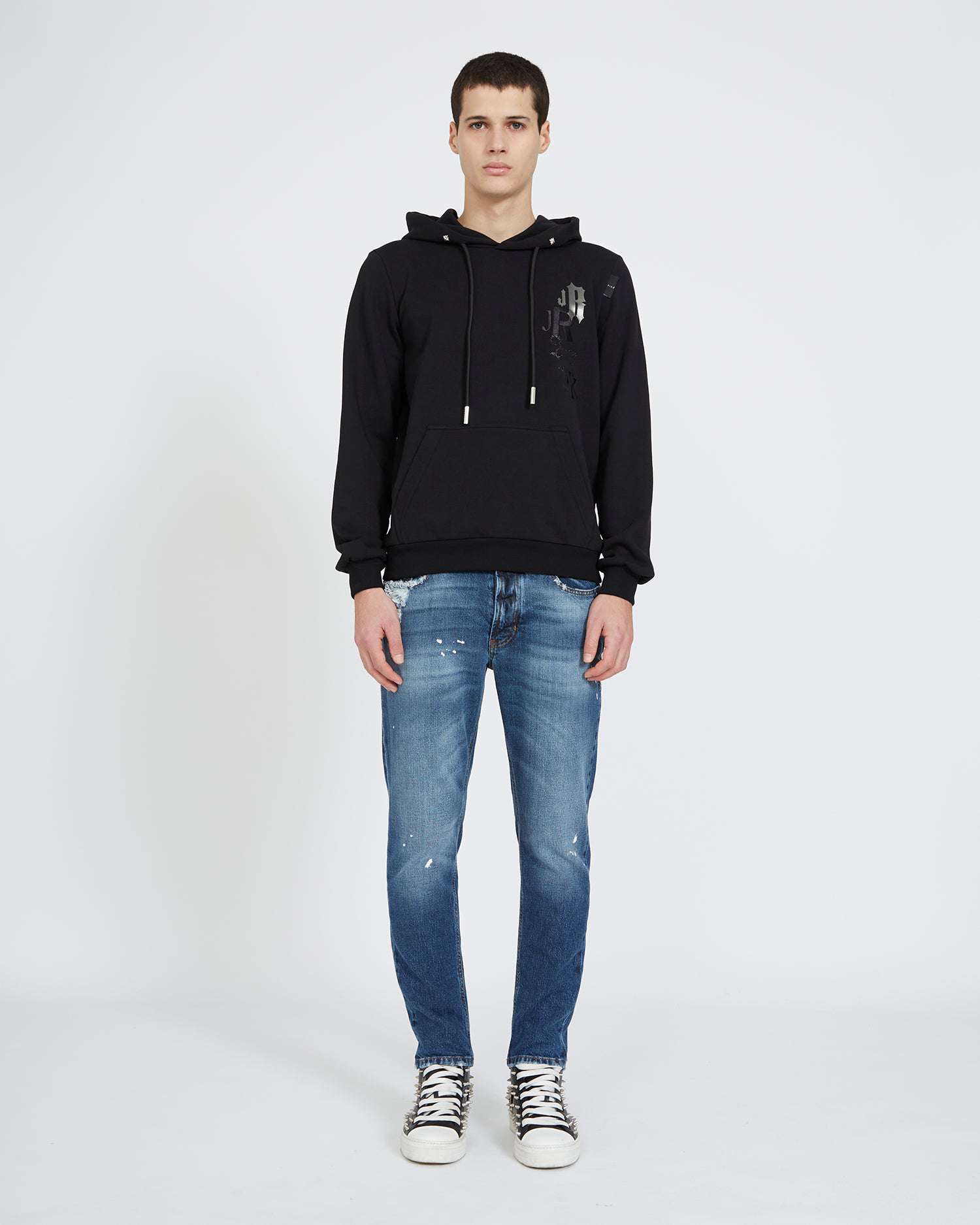 Shop John Richmond Hoodie With Back Print In Nero