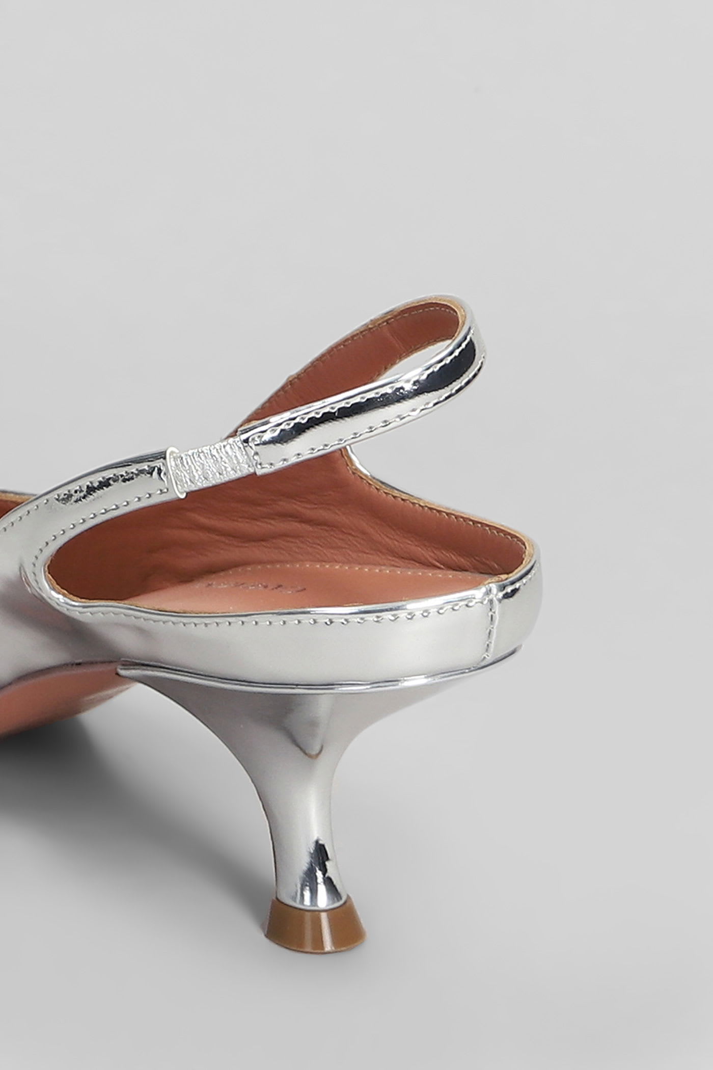 Aldo Castagna Silver Mirror Reflex Leather Mikaela Slingback In Silver
