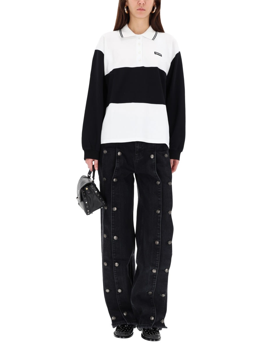 Rotate Birger Christensen Jeans Con Bottoni Black Denim In Black