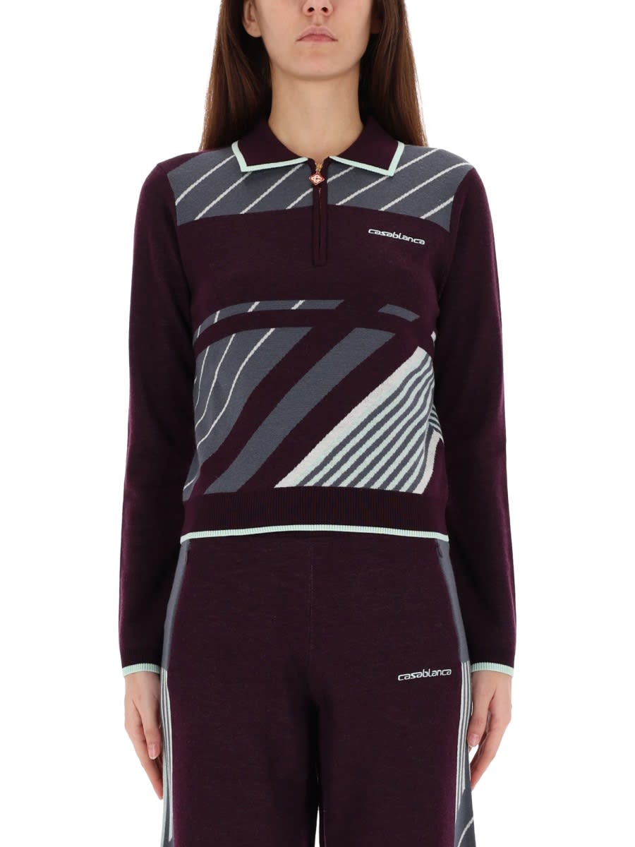 Casablanca Diagonal Tennis Polo Shirt In Multi