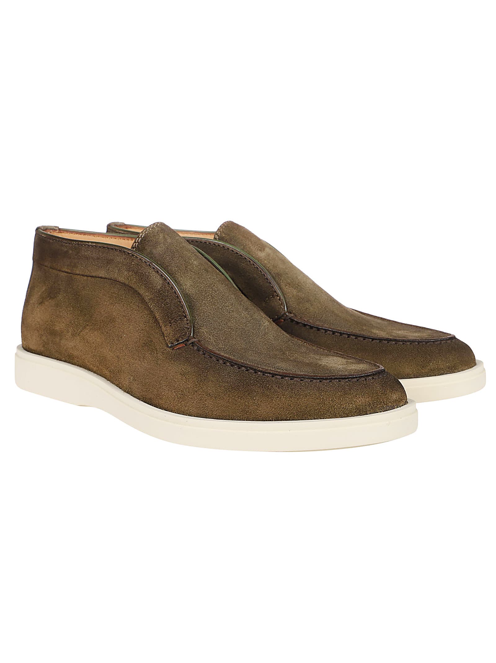 Shop Santoni Digits Slip-on Loafers In Green