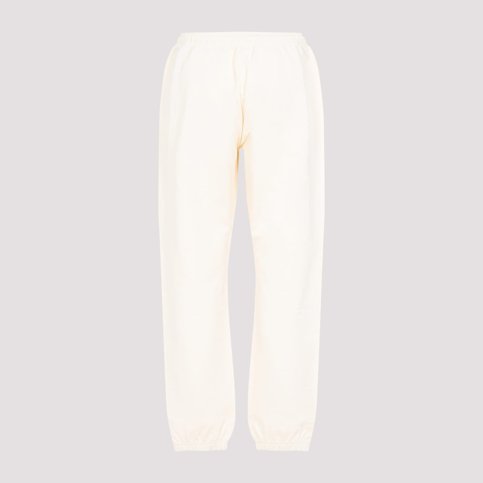 Moncler Relaxed Fit Cotton Trousers With Subtle Logo Detail In Natural