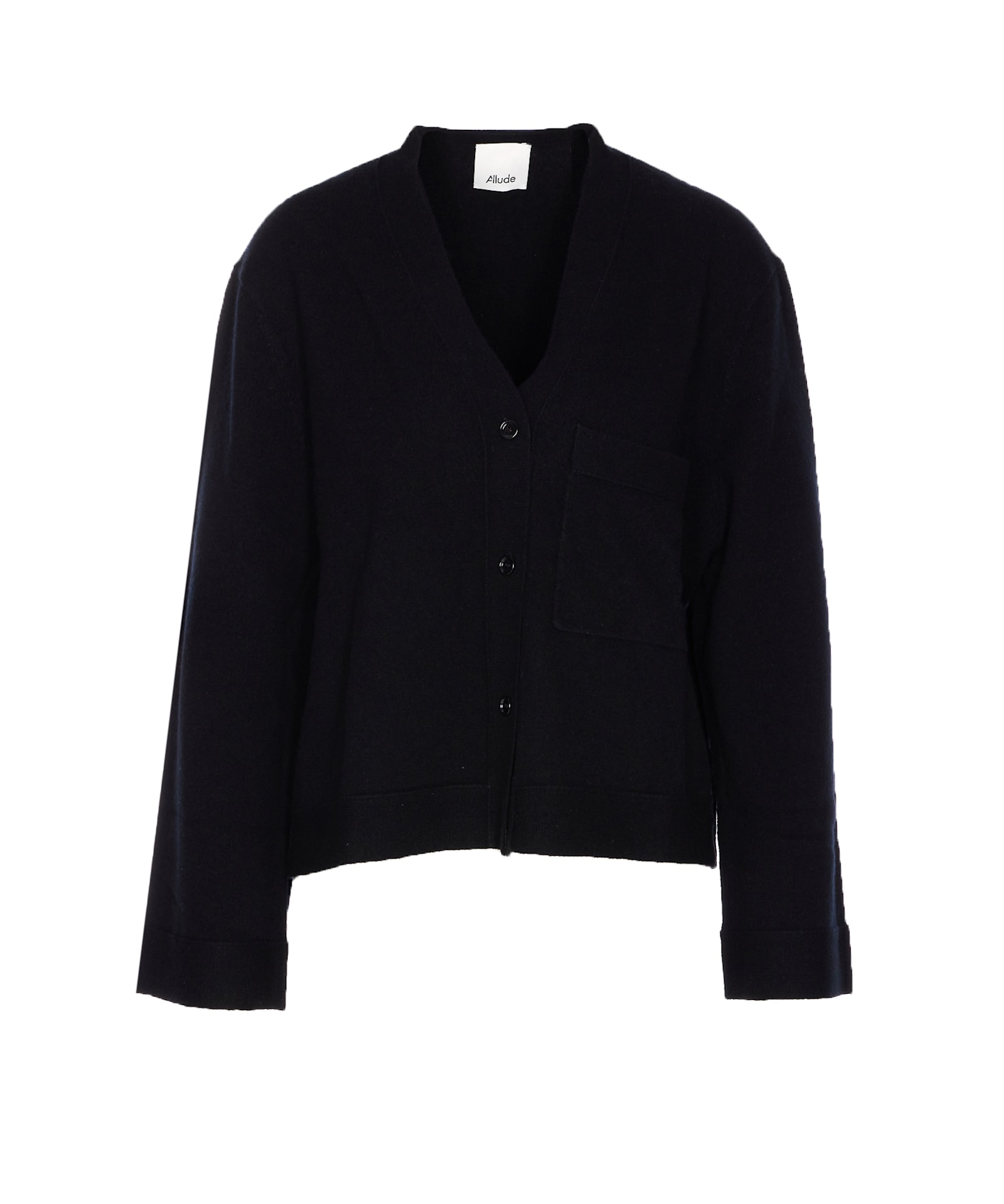 Allude Buttoned-front Pocket Cardigan In Black