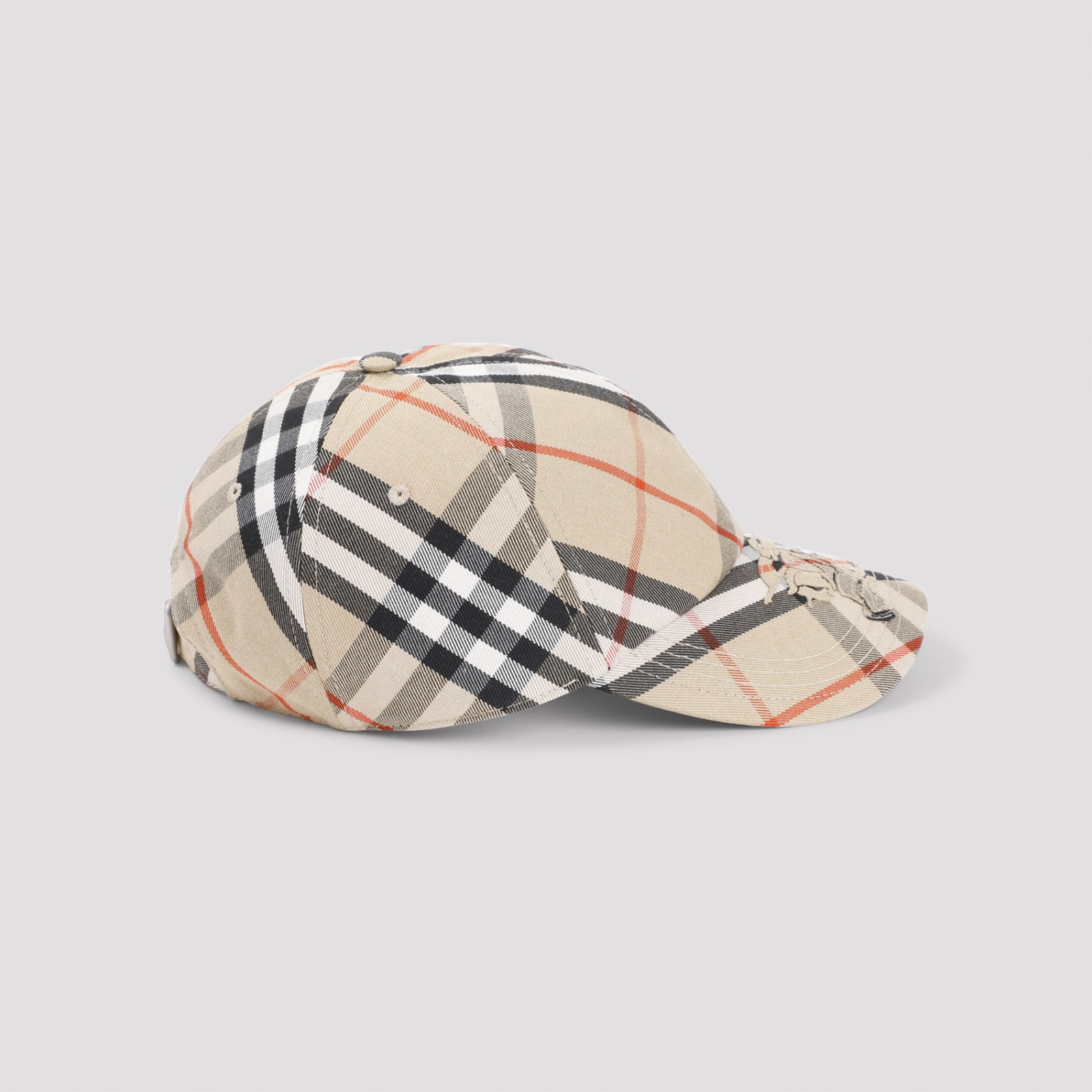 Shop Burberry Check Baseball Hat In Sand