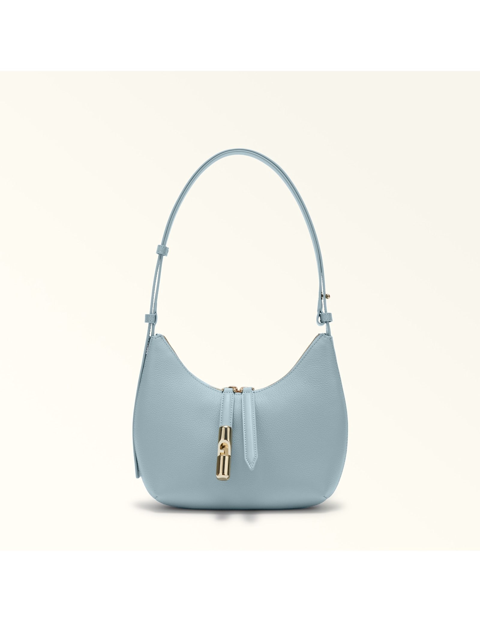 Furla Leather Shoulder Bag With Adjustable Strap And Gold-tone Hardware In Blue
