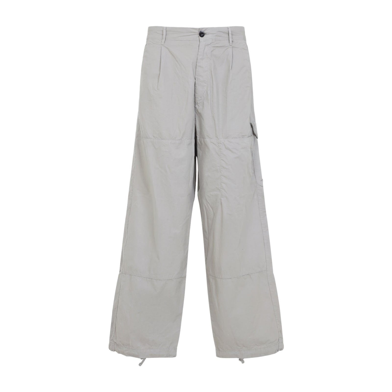 C.p. Company Wide Leg Trousers Drawstring Hem In Gray