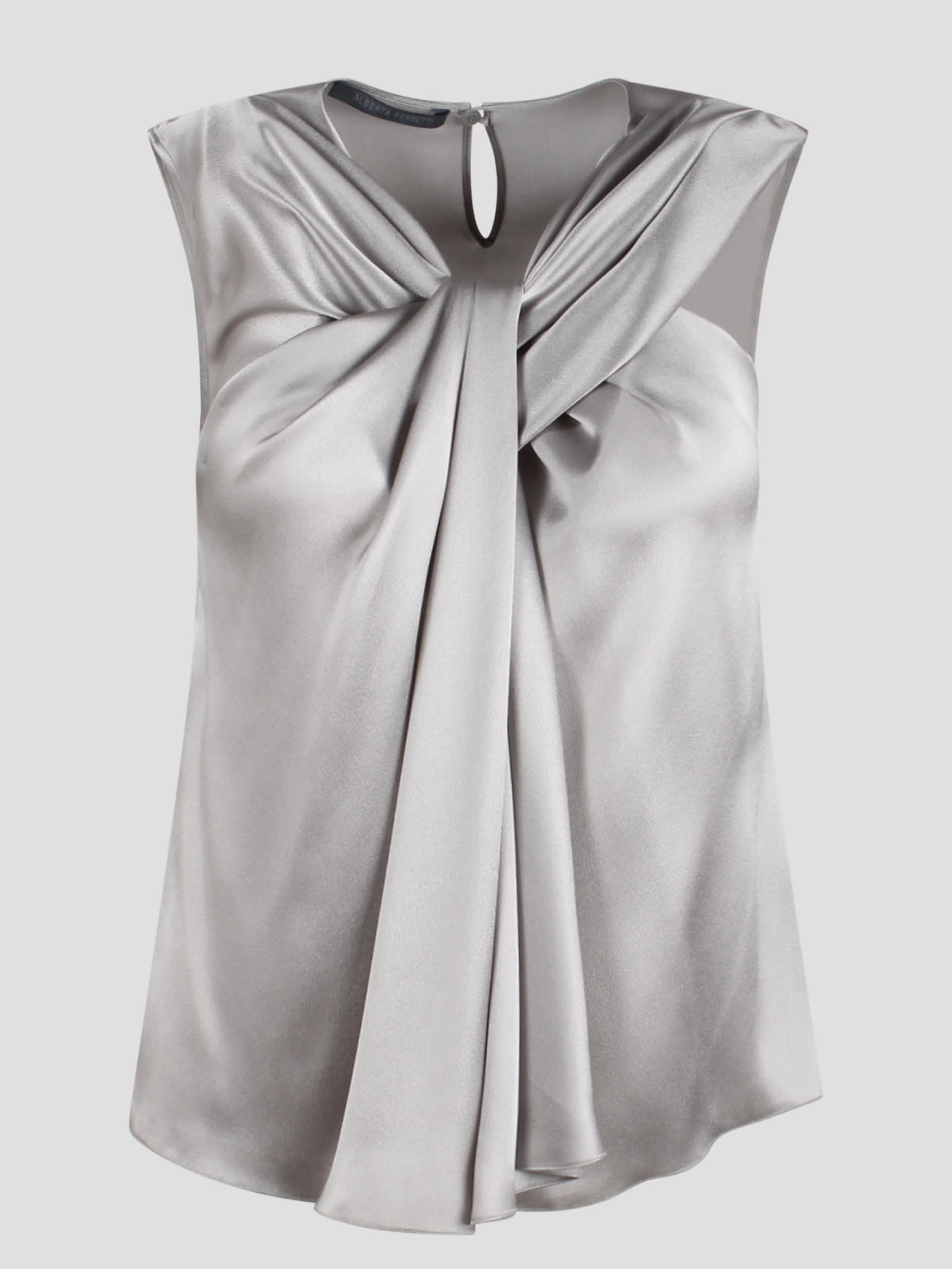 Shop Alberta Ferretti Satin Top In Grey