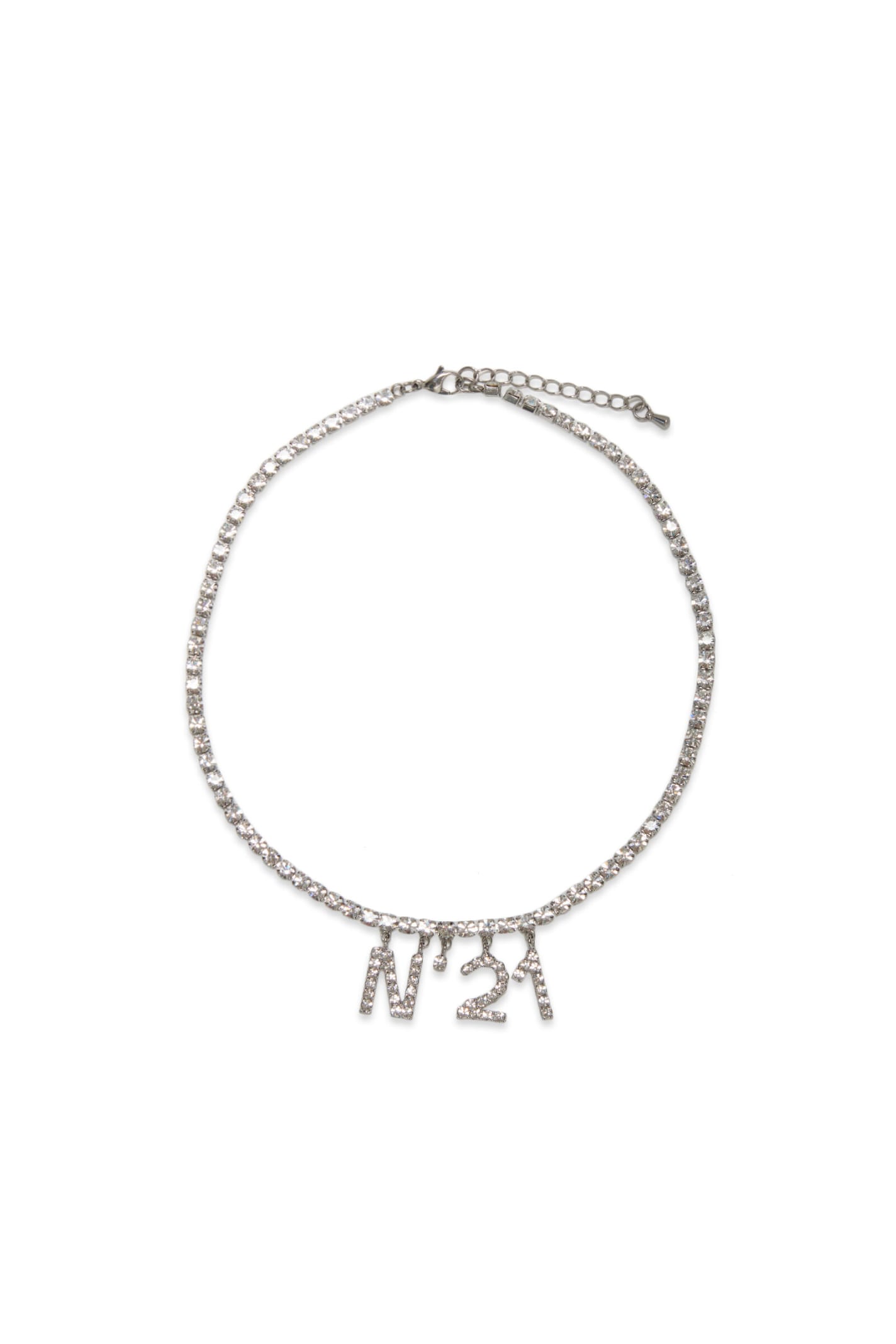 N.21 N21v7f Accessories N°21 Metal Choker Necklace With Stones And Logo Pendant