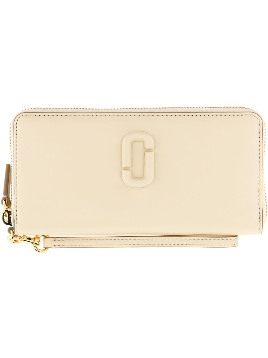 Marc Jacobs Continental Wallet With Logo In Neutral