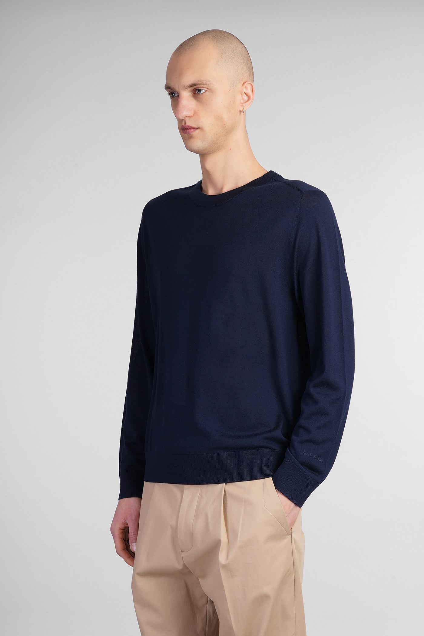 Paul Smith Dark Navy Merino Wool Sweater Blue In Blue