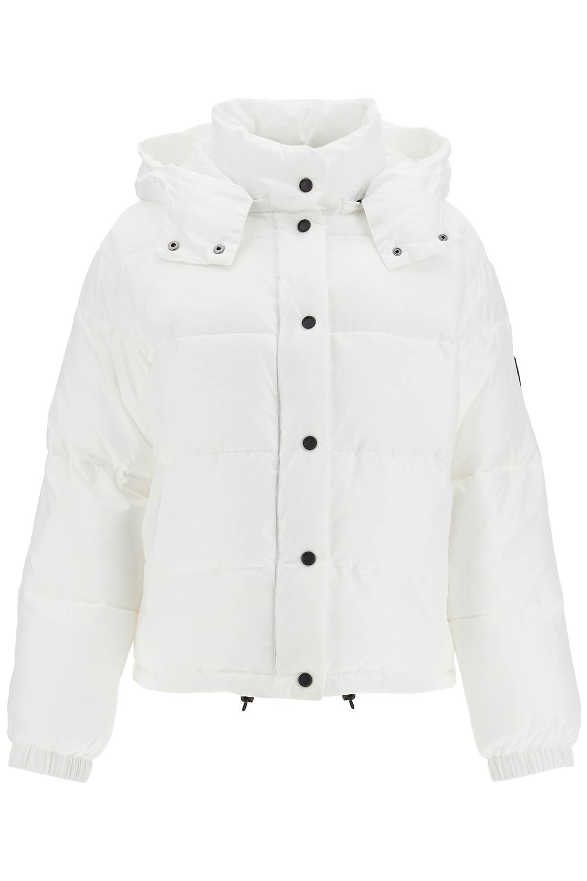 Shop Pinko Down Jacket With Logo Patch In Bianco Brill. (white)