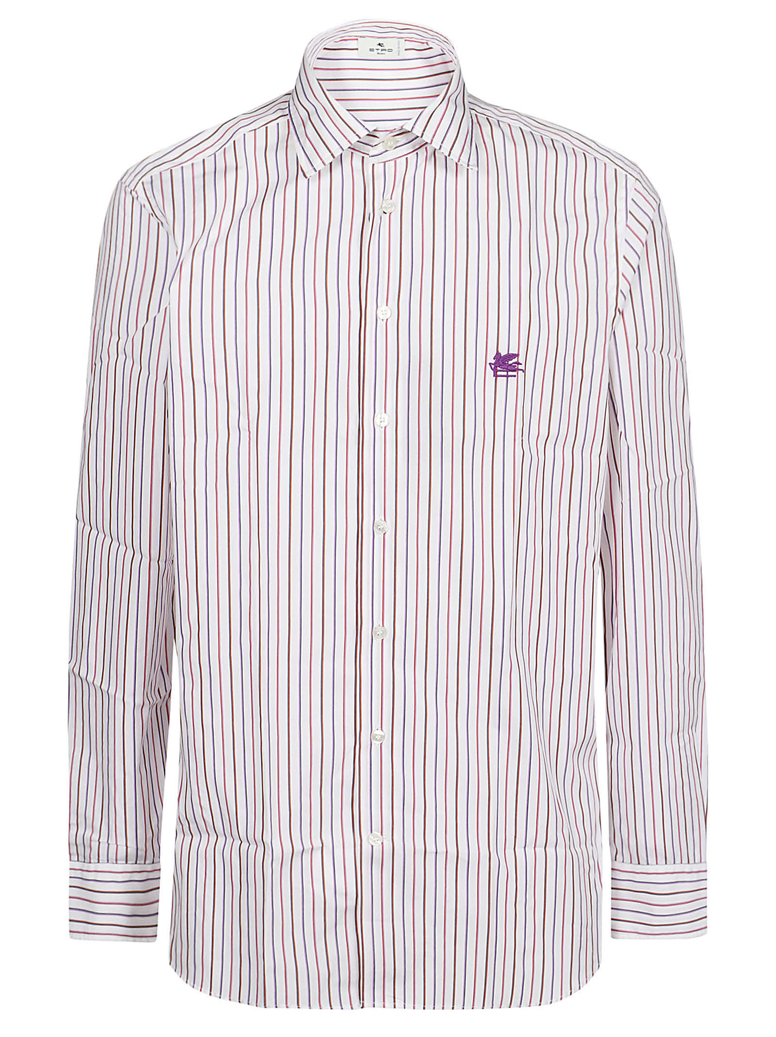 Shop Etro Roma Long Sleeve Shirt In Bianco