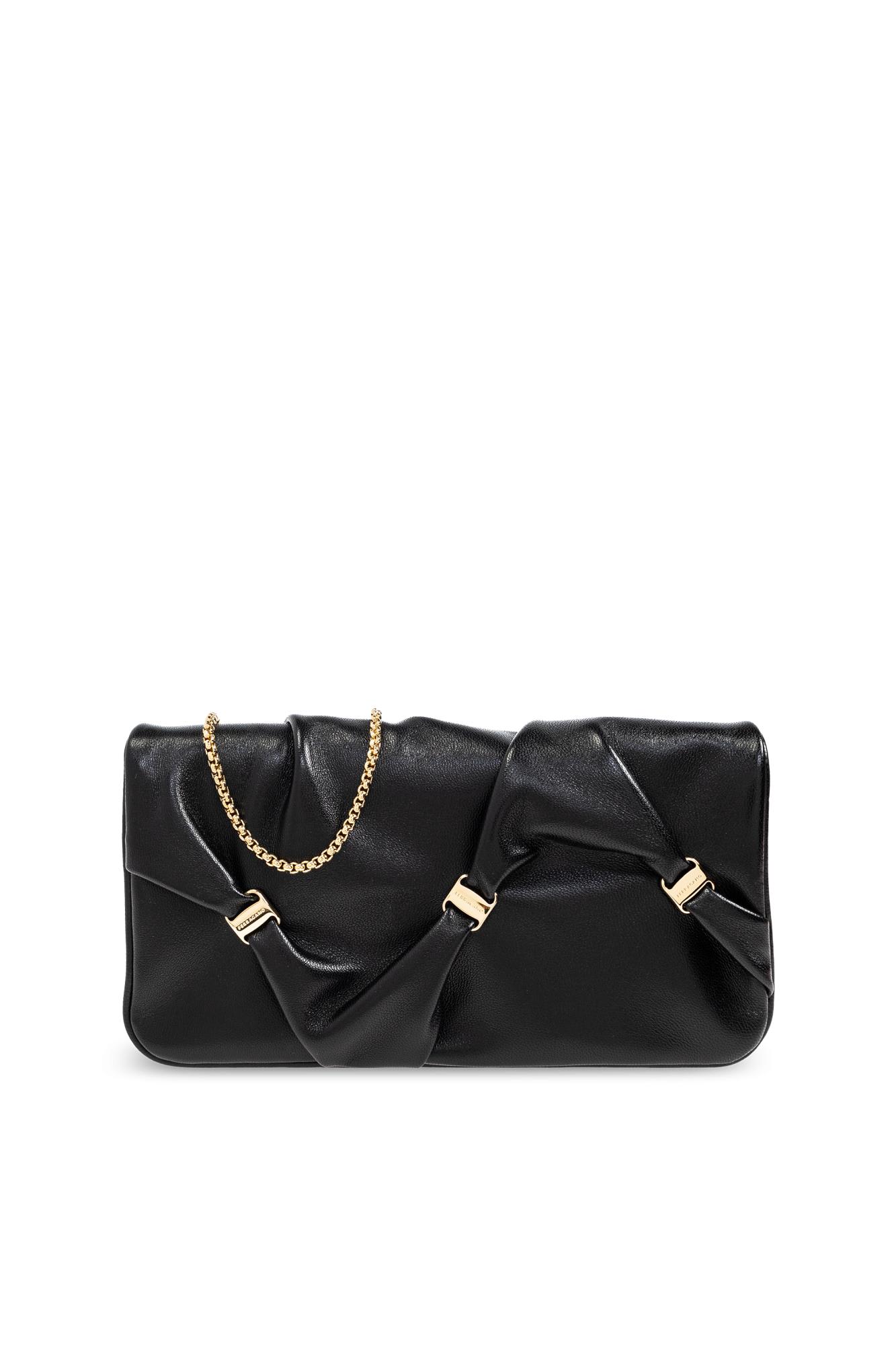 Ferragamo Twisted-detail Wallet-on-chain In Black
