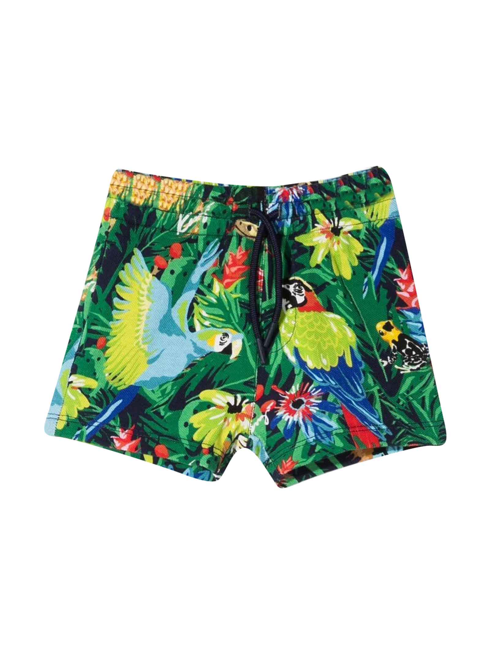 Kenzo Kids Newborn Running Shorts With Multicolor Print By