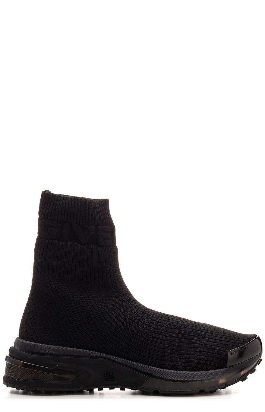 Shop Givenchy Logo Embossed Sock-style Sneakers In Black