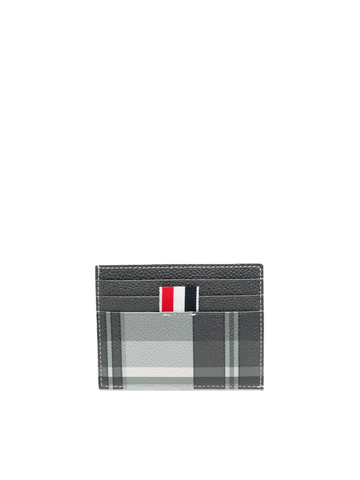 Thom Browne Single Card Holder With Note Compartment In Madras Print In