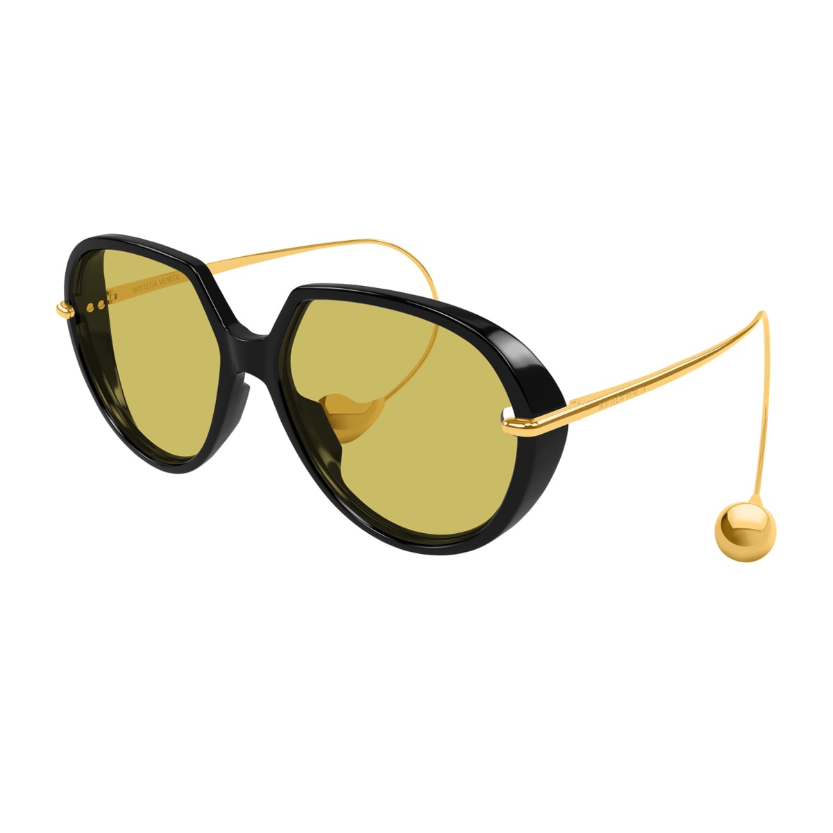 Bottega Veneta Bv1436s Linea Unapologetic 001 Black Gold Yellow Sunglasses In Multi