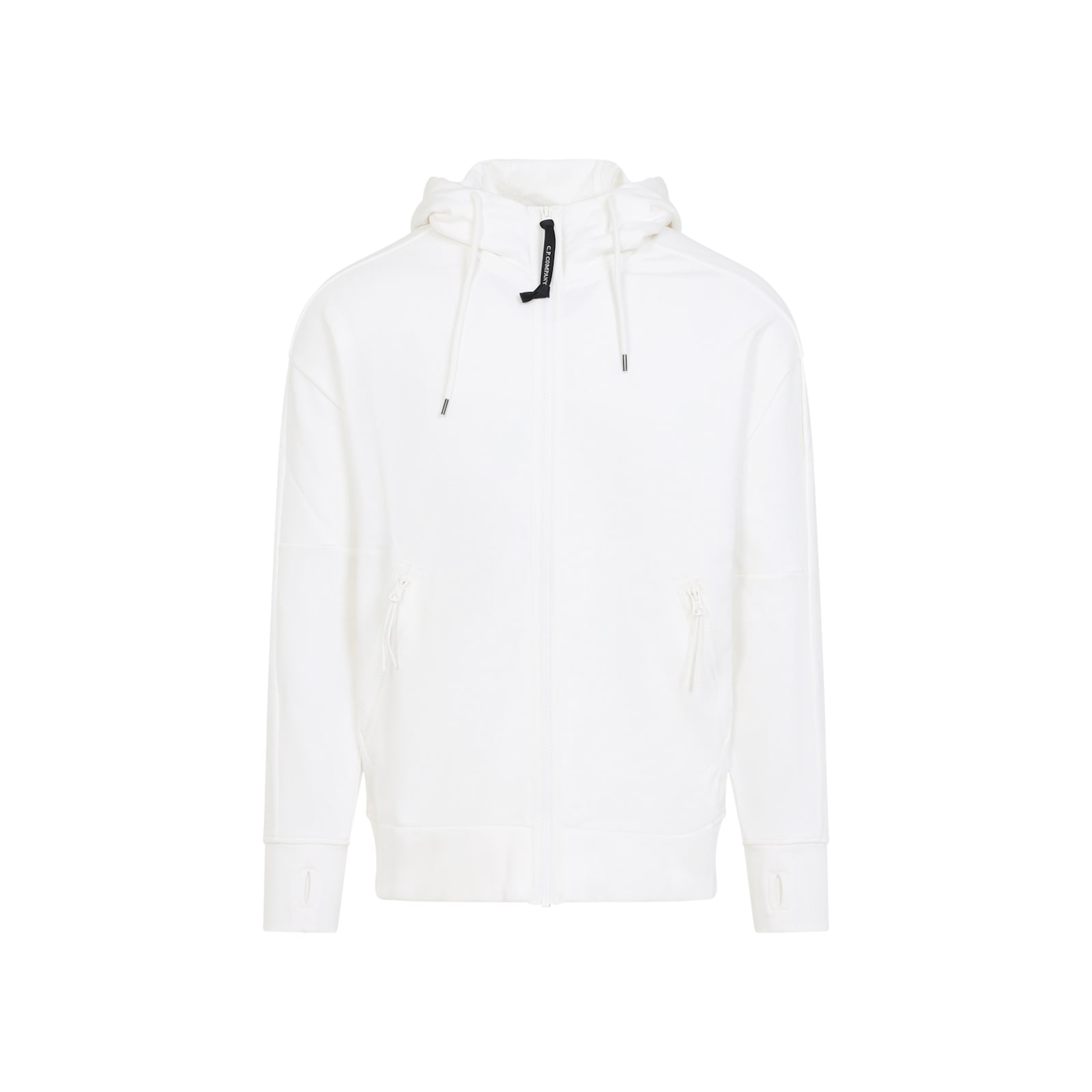C.p. Company Hooded Sweatshirt With Functional Goggles Detail In White