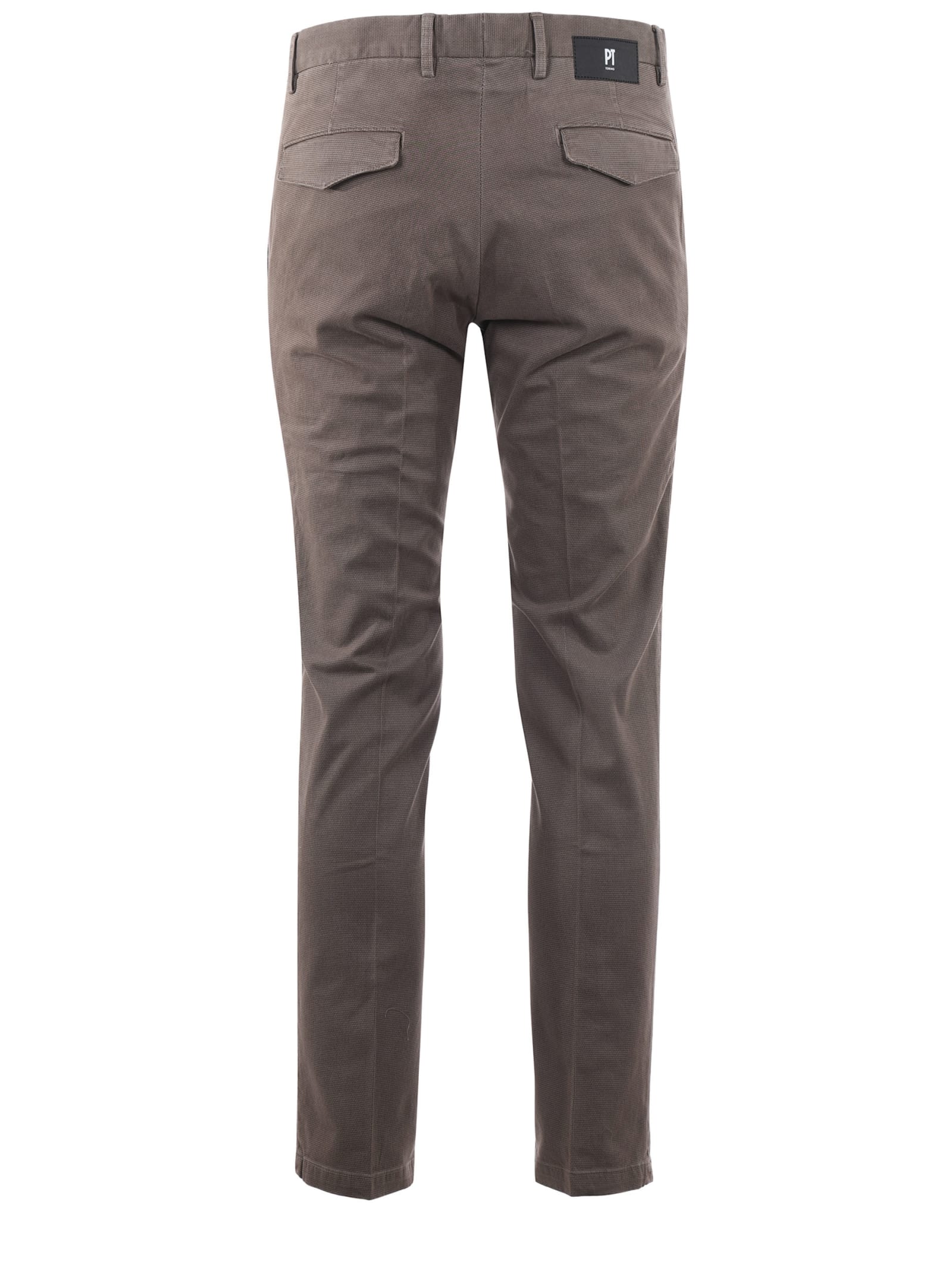 Shop Pt01 Trousers In Micro Patterned Stretch Cotton In Tortora