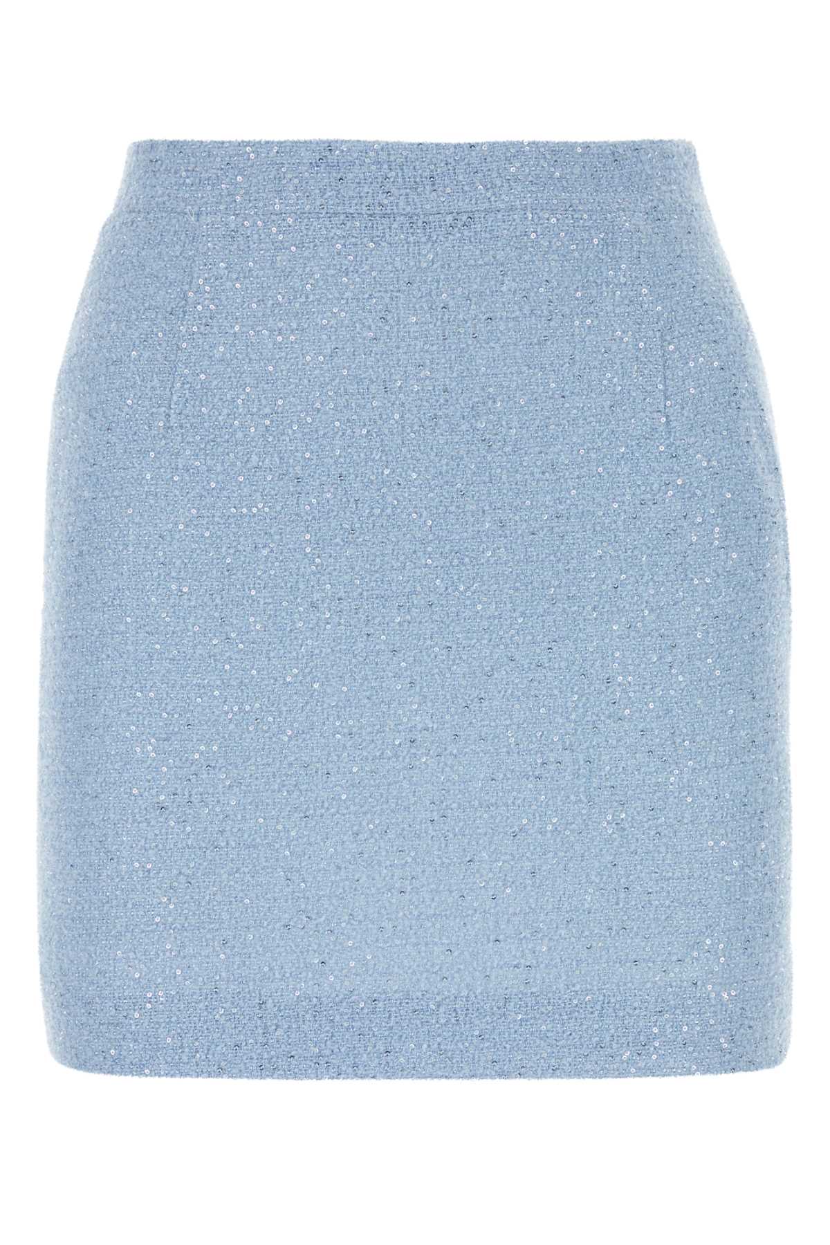 Light-blue Tweed Mini Skirt