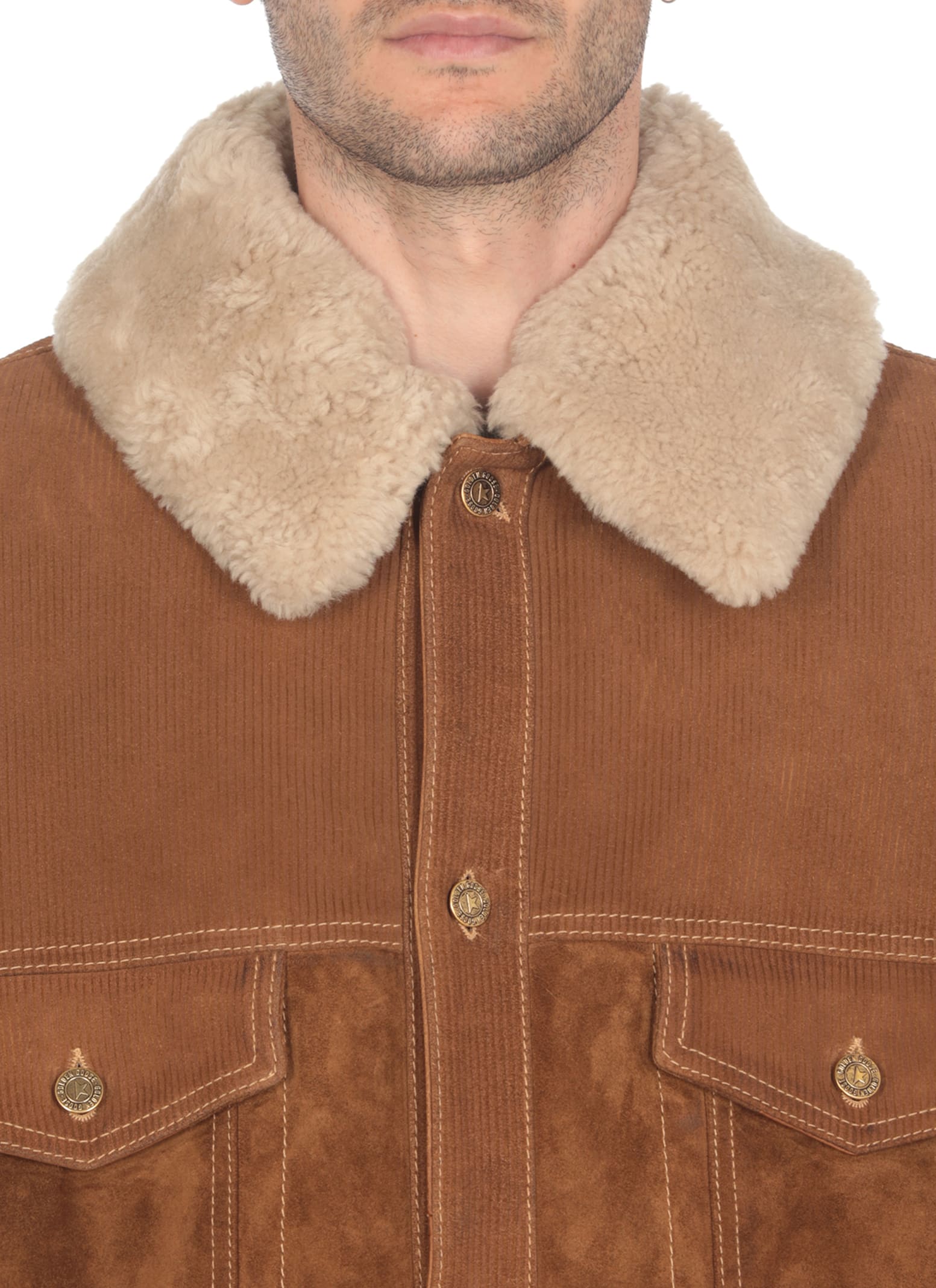 Shop Golden Goose Suede Leather Jacket In Brown