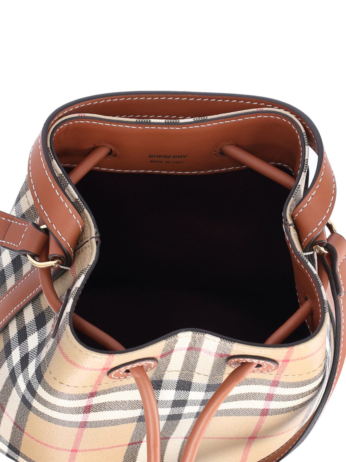 Burberry Check Mini Bag In Vntgchkbriarbrown