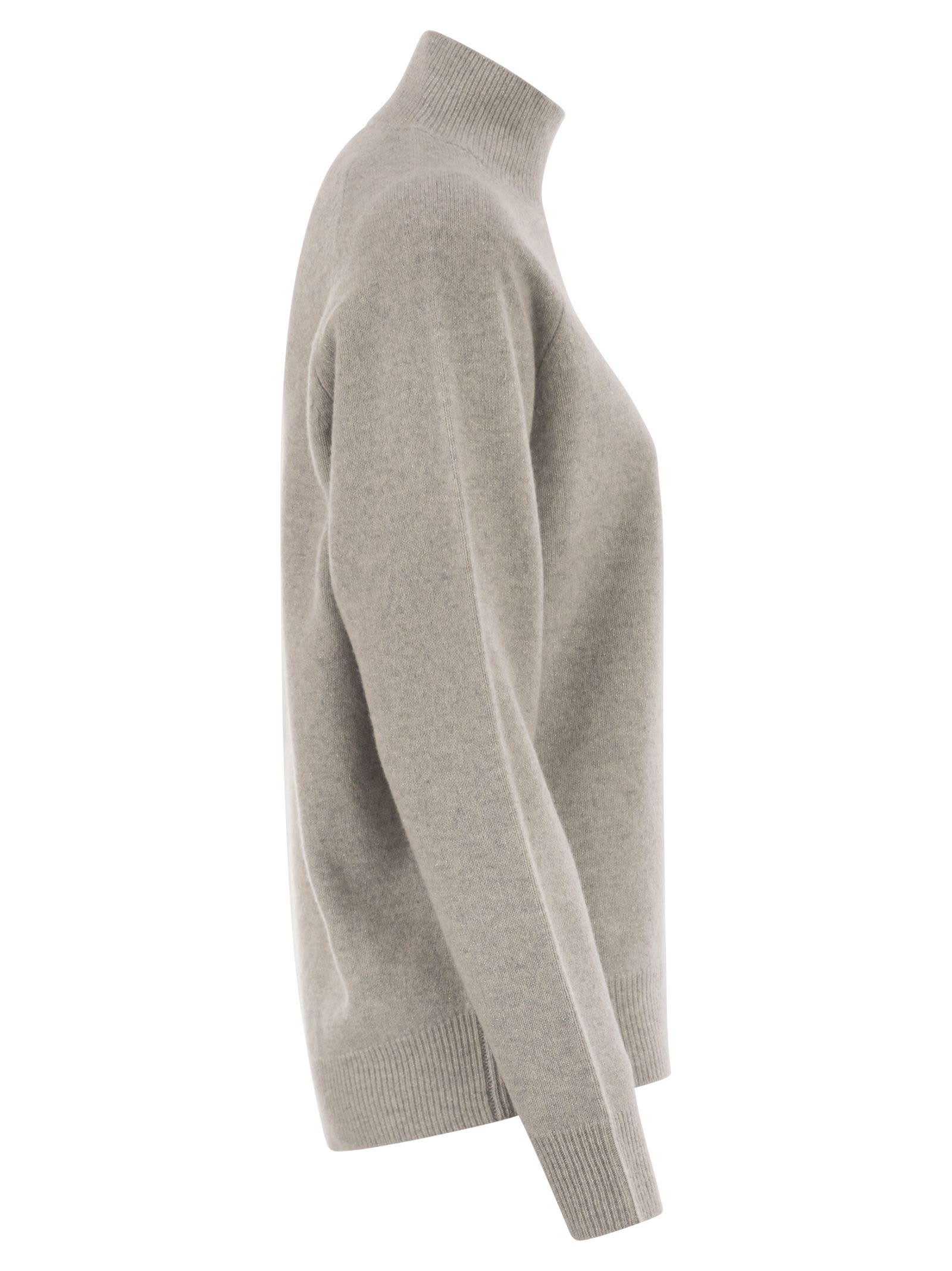 Peserico High-neck Jumper With Lurex In Gray