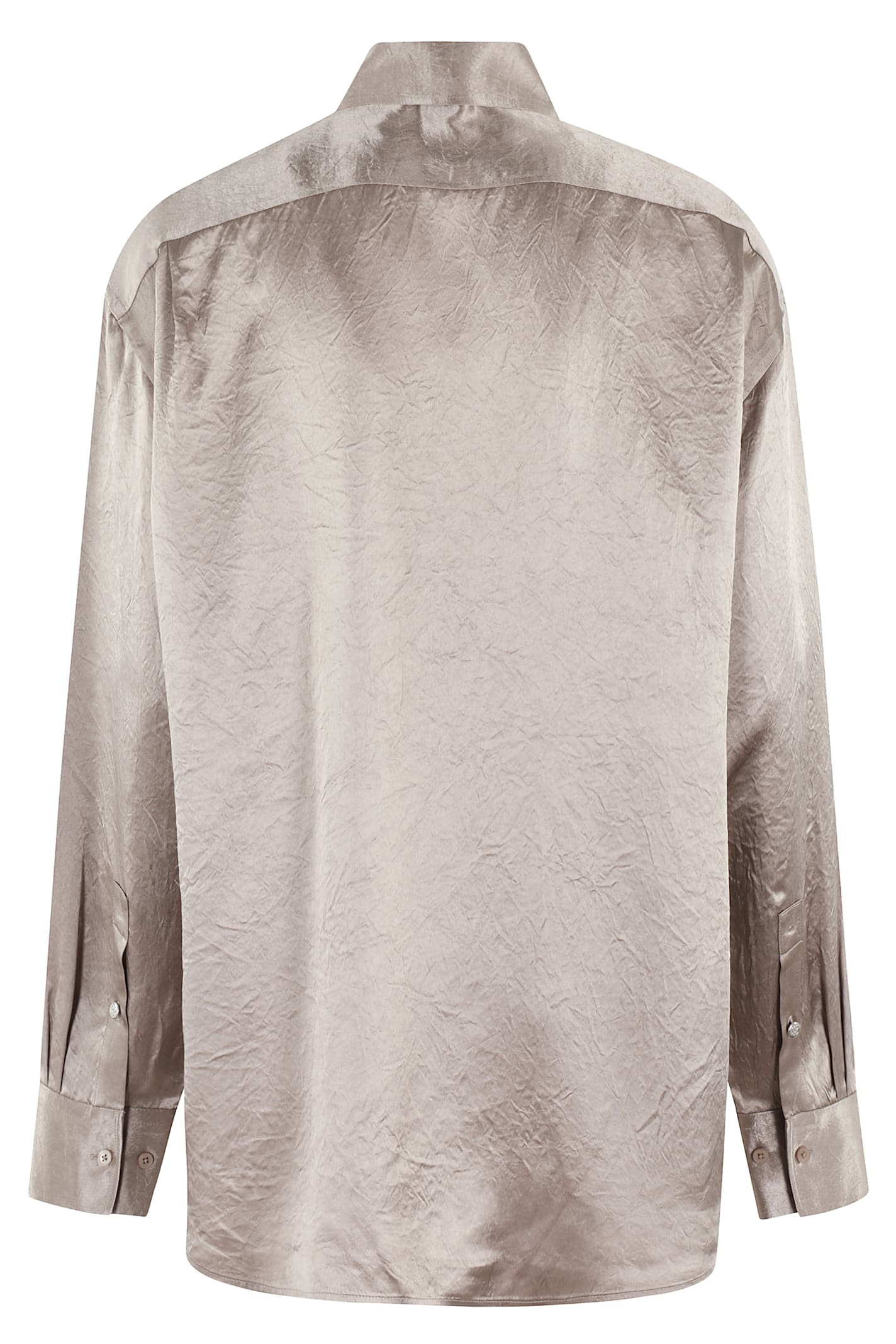 Filippa K Crinkled Long-sleeves Shirt Oversized Collar In Dark Taupe