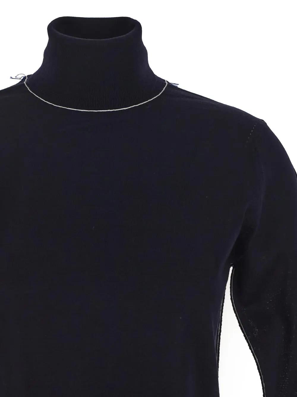 Shop Maison Margiela Work In Progress High Neck Sweater In Blue