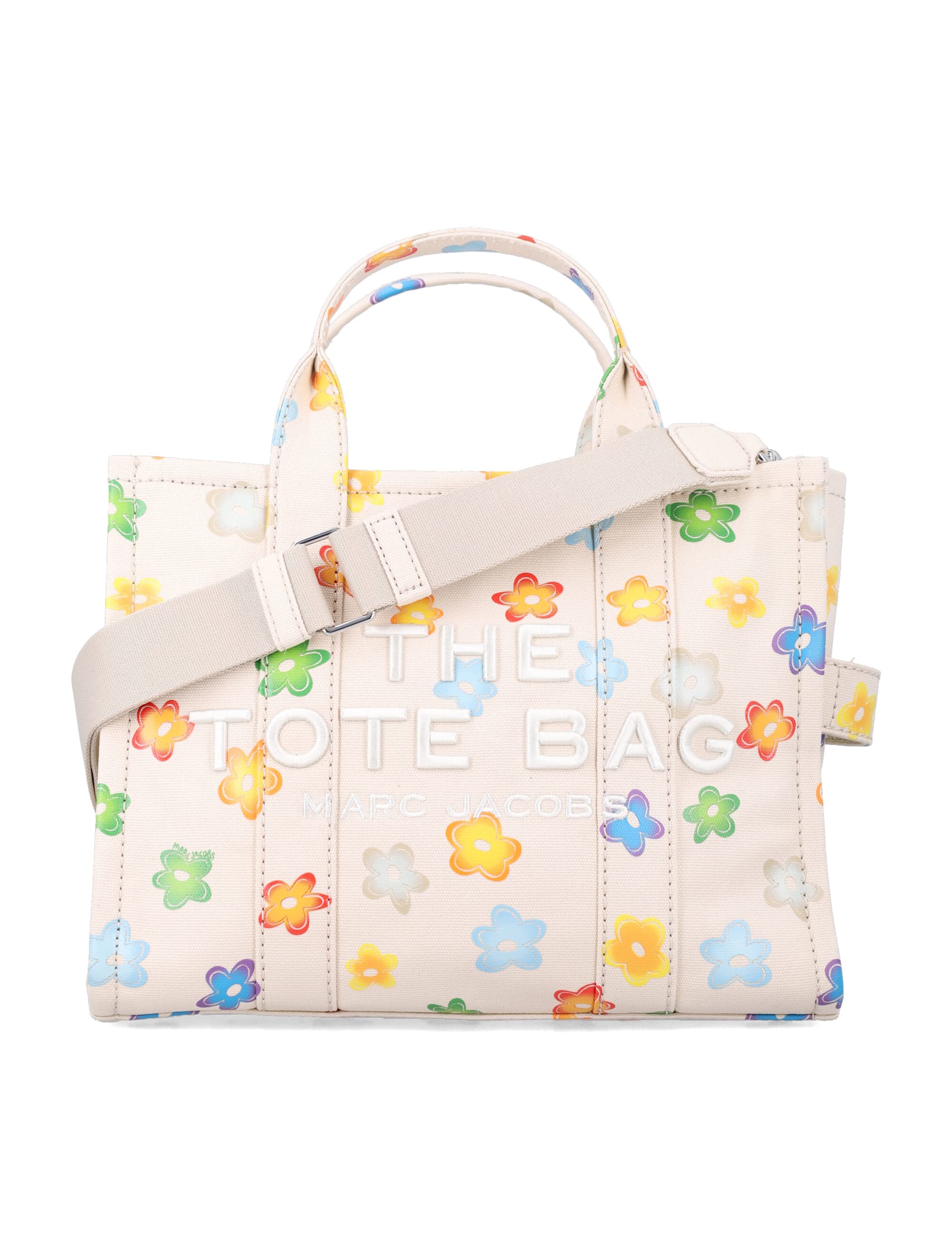 Marc Jacobs The Daisy Canvas Medium Tote Bag In White