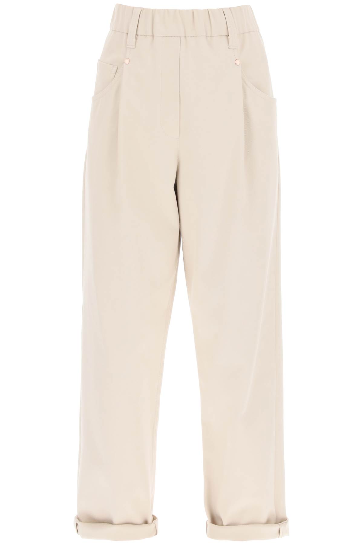 Brunello Cucinelli Cotton Trousers In Neutral