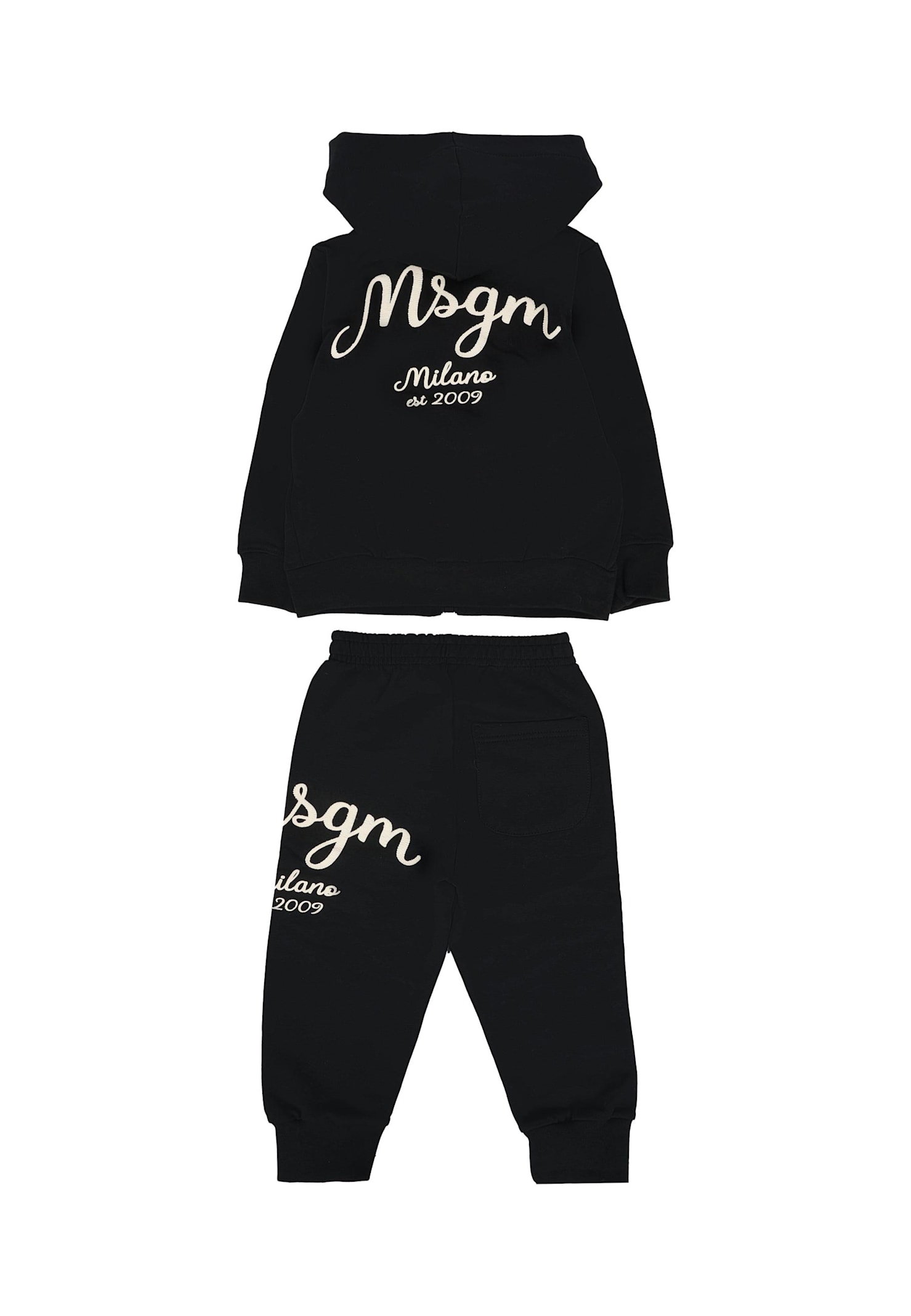 Msgm Black Set For Baby Boy With White Logo In Black